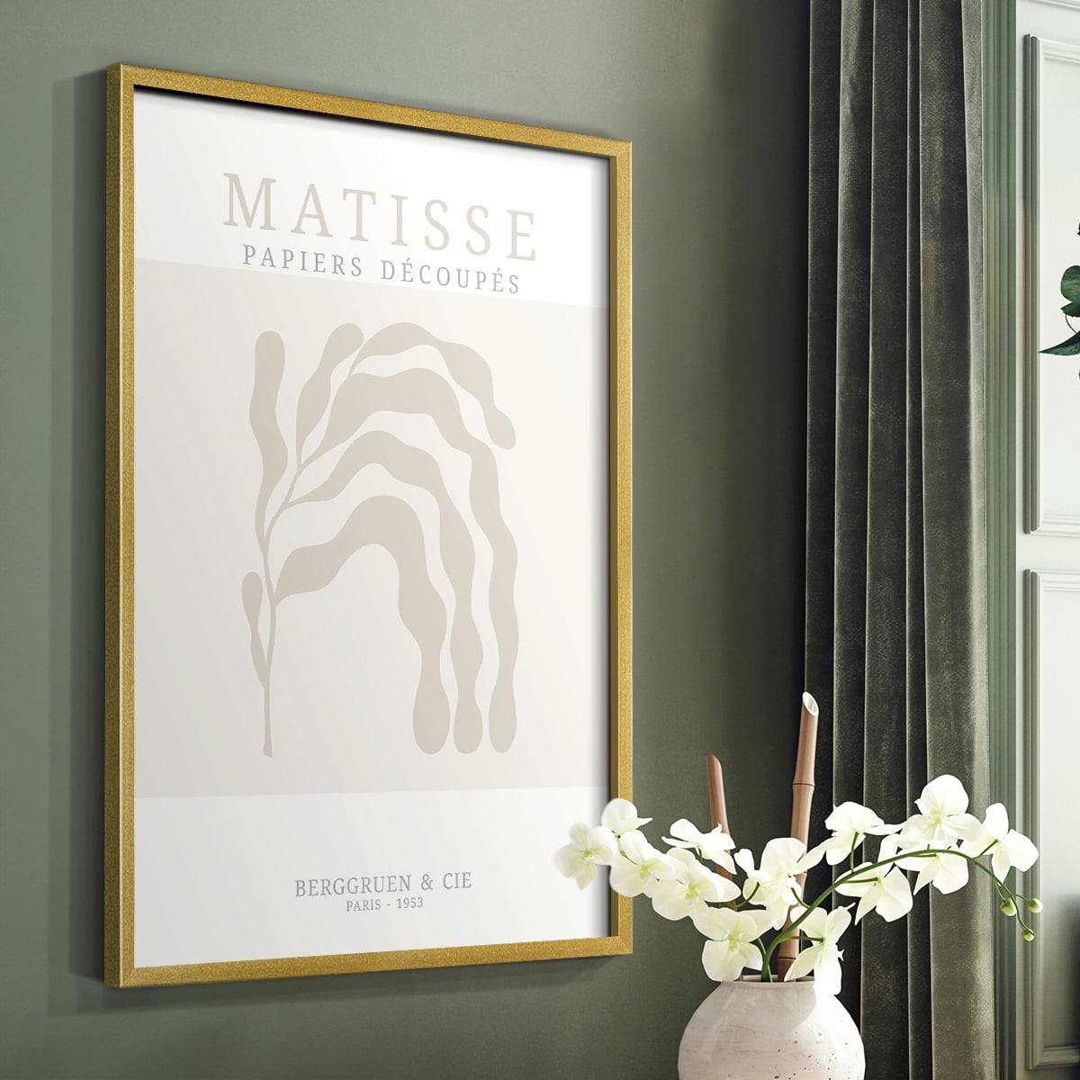 Matisse CDXIX in Gold Solid Wood Framed Print No Nail Hanging