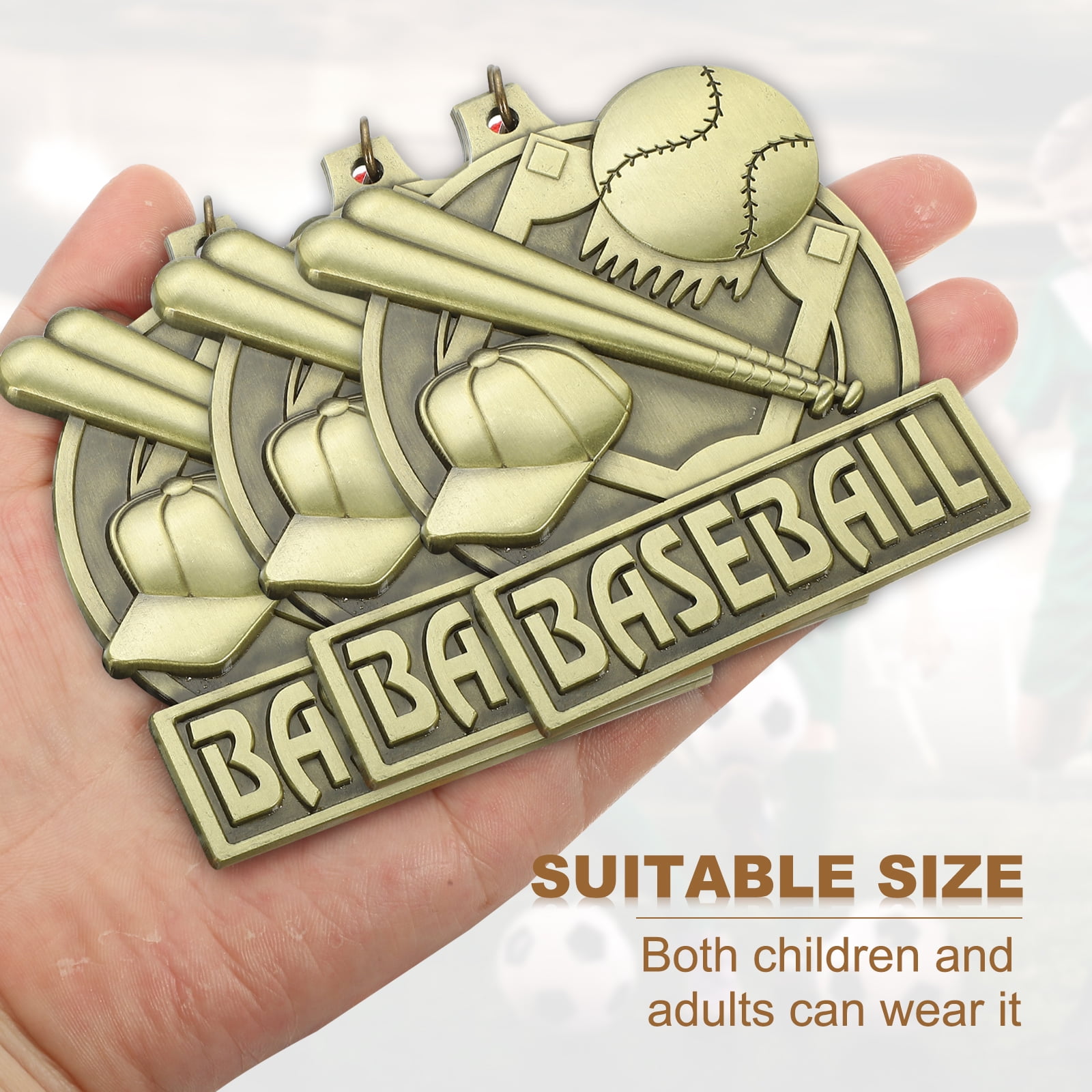 Uxcell Baseball Games Court Award Medals with Ribbons, Winner Medals Prizes for Competitions Sports Party Gold