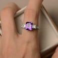 thumbnail image 4 of HeartsAndYou 3ct Natural Amethyst & Diamond Baguette Step Solitaire Ring 14k SOLID White Gold, 4 of 8