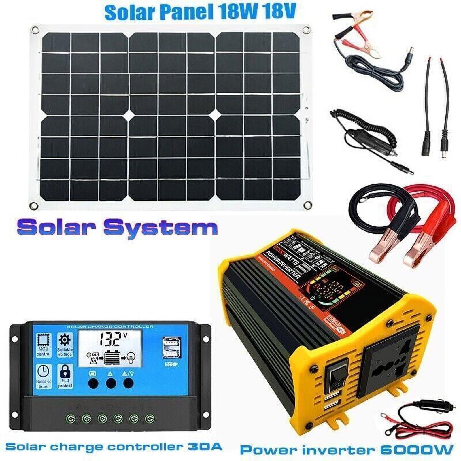 ligaofeng Solar Power System Kit | 18W 12 V Solar Panel 30A Solar Charge Controller | Complete Solar Panel Kit with Solar Inverter for Outdoor Camping Trips
