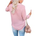 thumbnail image 3 of Avamo Ladies Tops Long Sleeve Blouse Lapel Neck Shirts Office Elegant Tunic Shirt Loose Button Down Pink L, 3 of 3