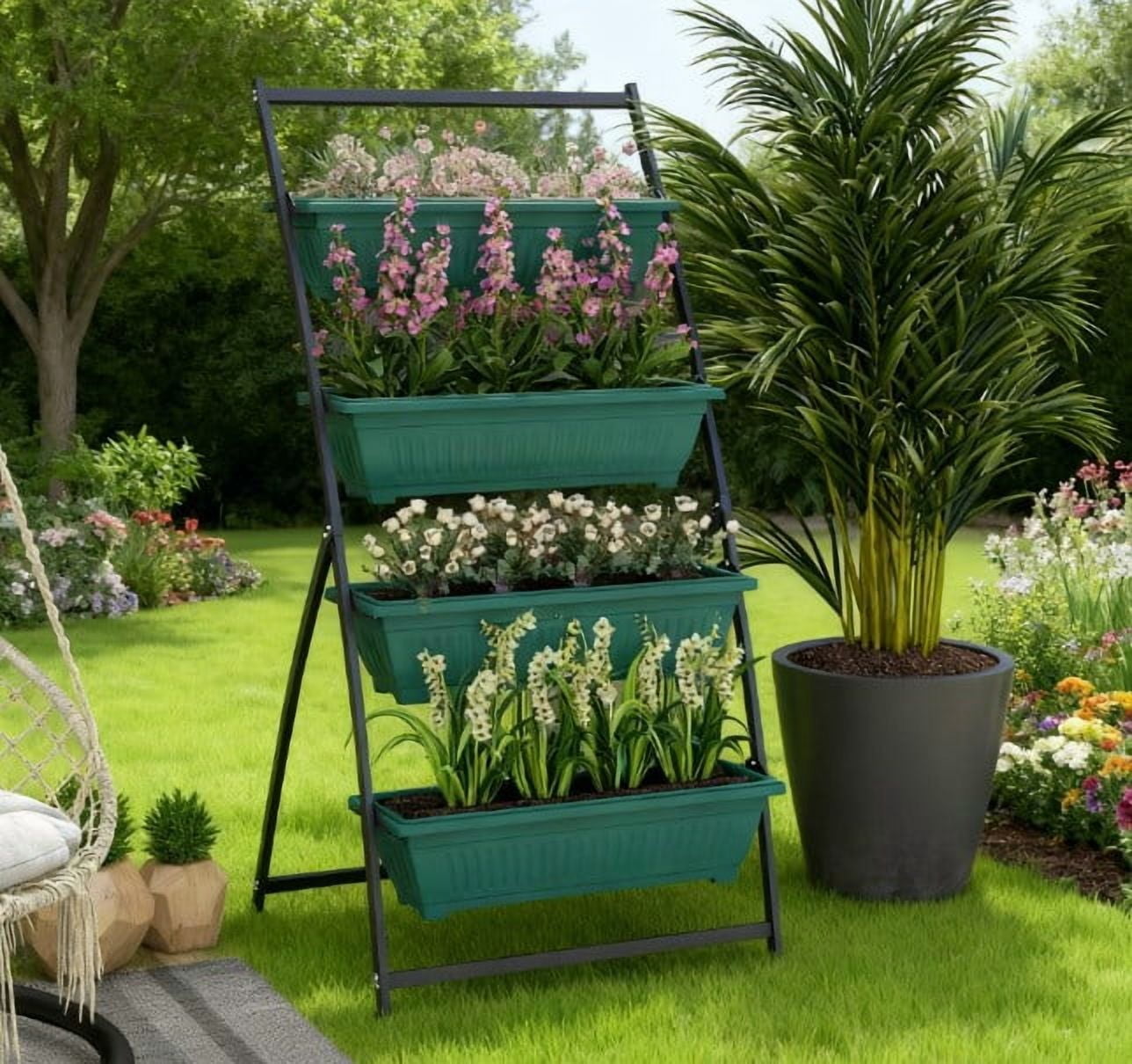 Plant Stand Grow Container,4-Tier Vertical Raised Garden Planter with 4 Boxes,for Vegetable & Flowers