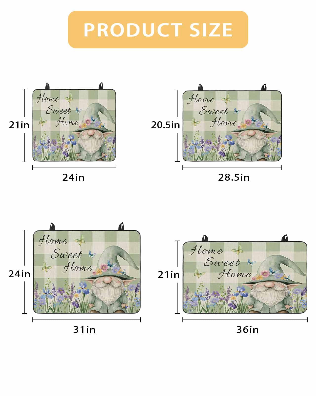 nqOlkjepod Large Induction Cooktop Protector Mat 31"x24", Rustic Gnome Stove Top Covers for Electric Stove, Spring Flowers Butterfly Green Check Stove Burner Cover Mats, Glass Top Stove Cover