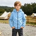 thumbnail image 6 of JZEJING Boys Raincoat Lightweight Long Sleeve Hooded Windproof Rain Jacket Solid Color Waterproof Windbreaker with Pocket Size 4-15, 6 of 9