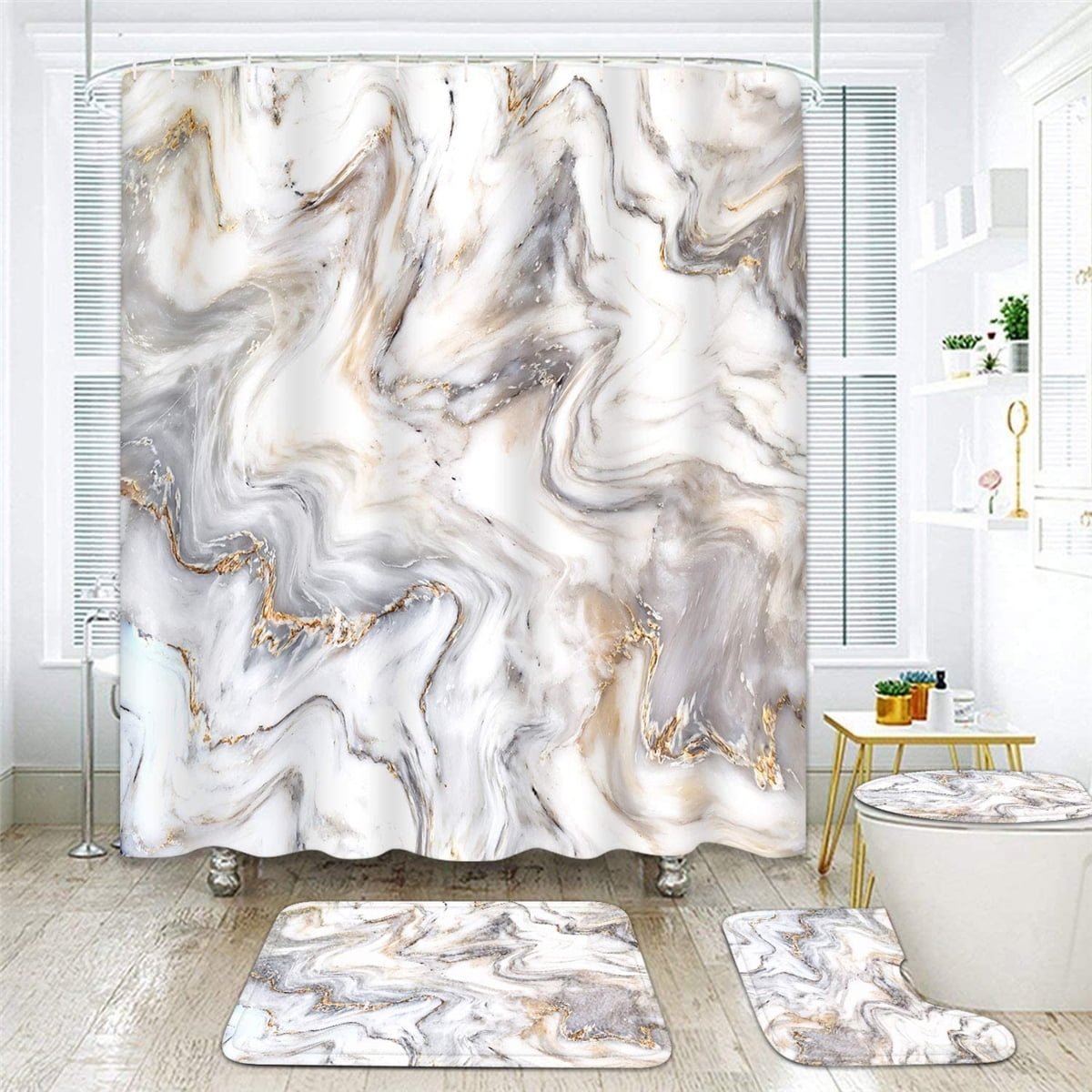 Owl Bathroom Shower Curtain Waterproof Bathtub Fabric Hook Mould Proof Decor 