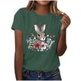 thumbnail image 2 of Mifsaly Short Sleeve T-Shirts Women Leopard Print Easter Bunny Floral Graphic Cotton tops Soft Breathable Relaxed Fit Casual Summer Tees S, 2 of 6