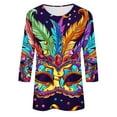 thumbnail image 5 of QATAINLAV Fall Savings Of Today Mardi Gras Shirts for Women 3/4 Sleeve Mask Graphic Blouse Carnival Themed Tees Party 3D Print Tops Funny Gifts Parade Tshirt Multicolor XL, 5 of 6