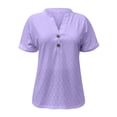 thumbnail image 4 of B91xZ Tuniques pour Femmes Imprimé Lettre Rétro Tops de Fête Décontracté Manches Courtes Tee, Violet TG, 4 of 5