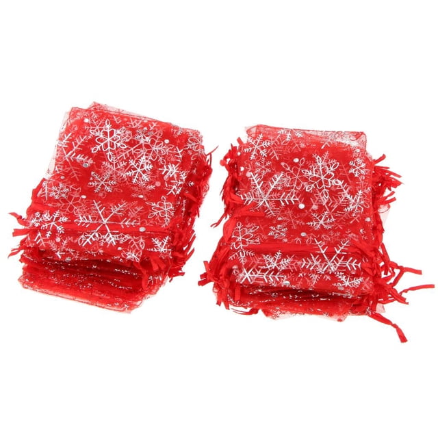 100 bolsas de regalo de tul para Navidad, bolsas de dulces, recuerdos de fiesta 9 x 12 cm