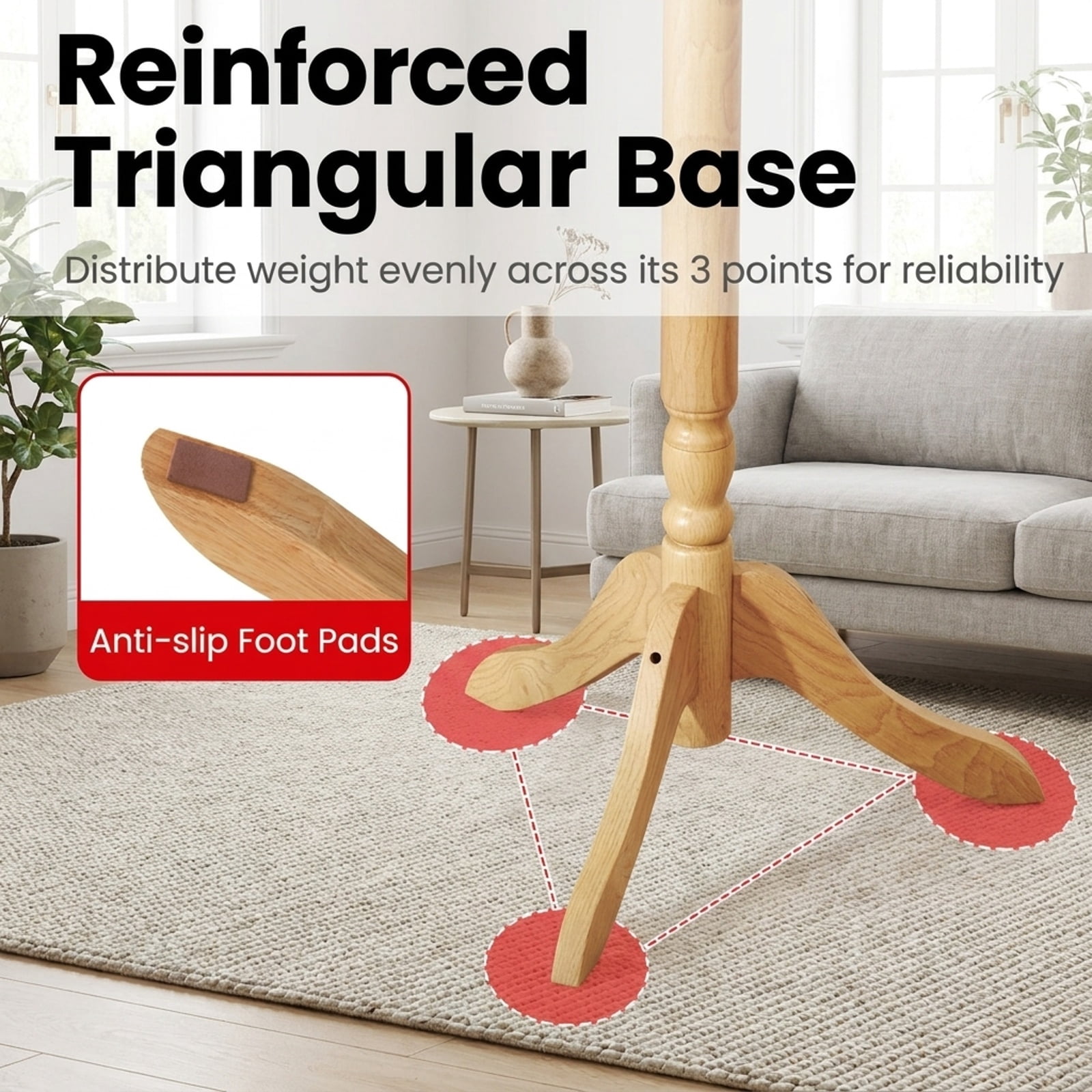 Furnibear Solid Wood Hall Tree Coat Rack with 11 Hooks and 3 Height Options for Entryway and Hallway and Office, Natural