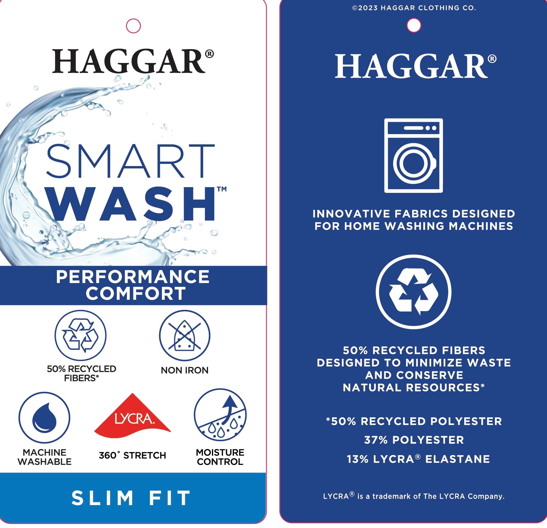 Haggar Smart Wash Men's Slim Fit Performance Button Up Dress Shirt