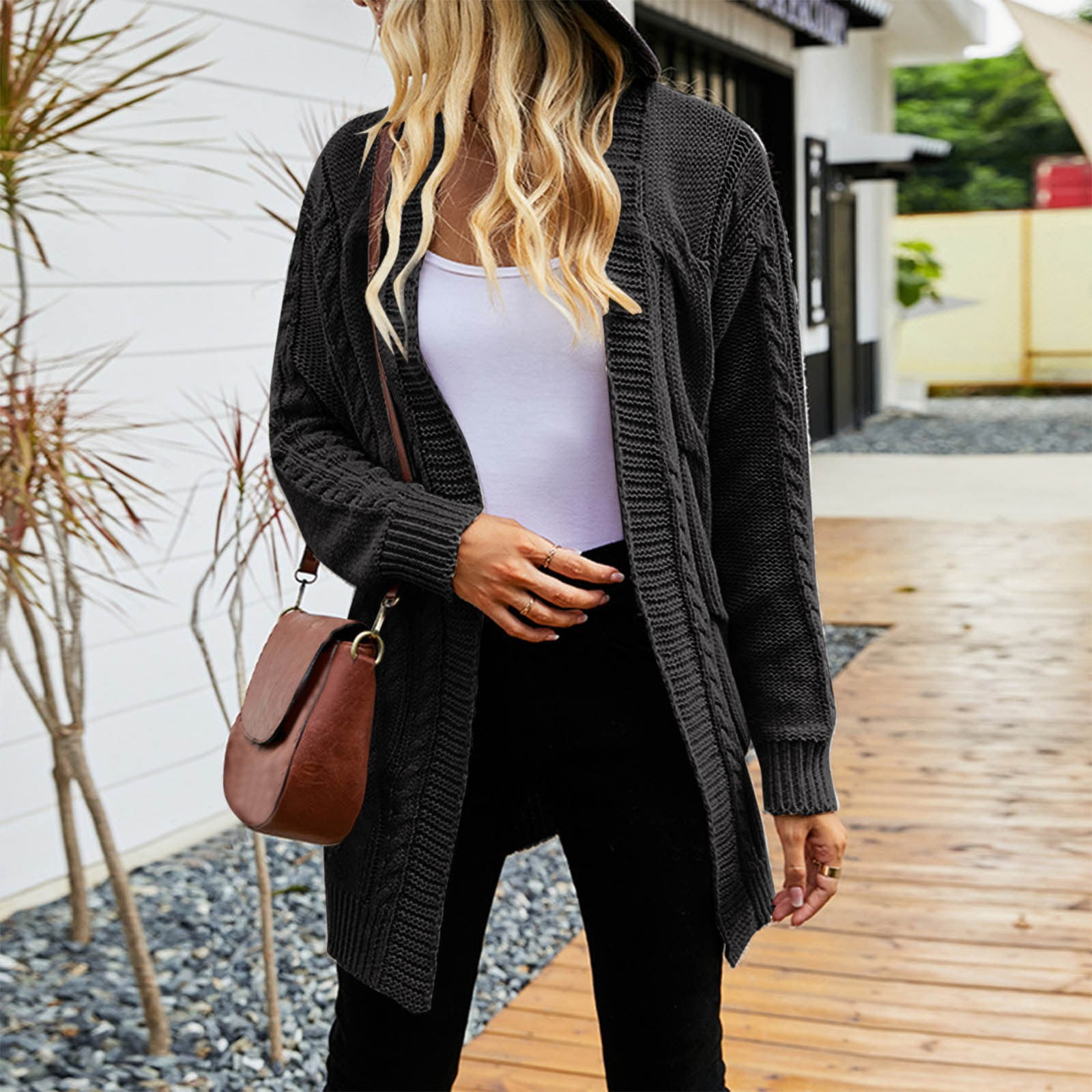 CAICJ98 Womens Sweaters Fall 2023 Cardigan Women's Belted Wrap Outerwear  Shawl Collar Asymmetric Hem Plaid Coat Black,XL - Walmart.com