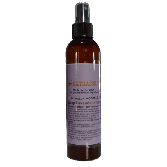 EXTRADEL 8 oz Room Spray & Fabric Freshener Lavender & Cedarwood Odor Eliminating Plant Based Essential Oil Blend Signature Scent Blend