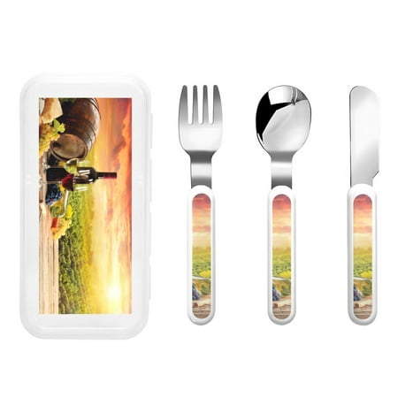 

Easygdp Red Wine Glasses 3-Piece Flatware Set Kids Silverware Stainless Steel Toddler Kids Utensils Safe for Preschooler Children