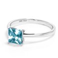 thumbnail image 3 of Gem Stone King 10K White Gold Solitaire Engagement Ring Set with Princess Ice Blue Topaz, 3 of 4
