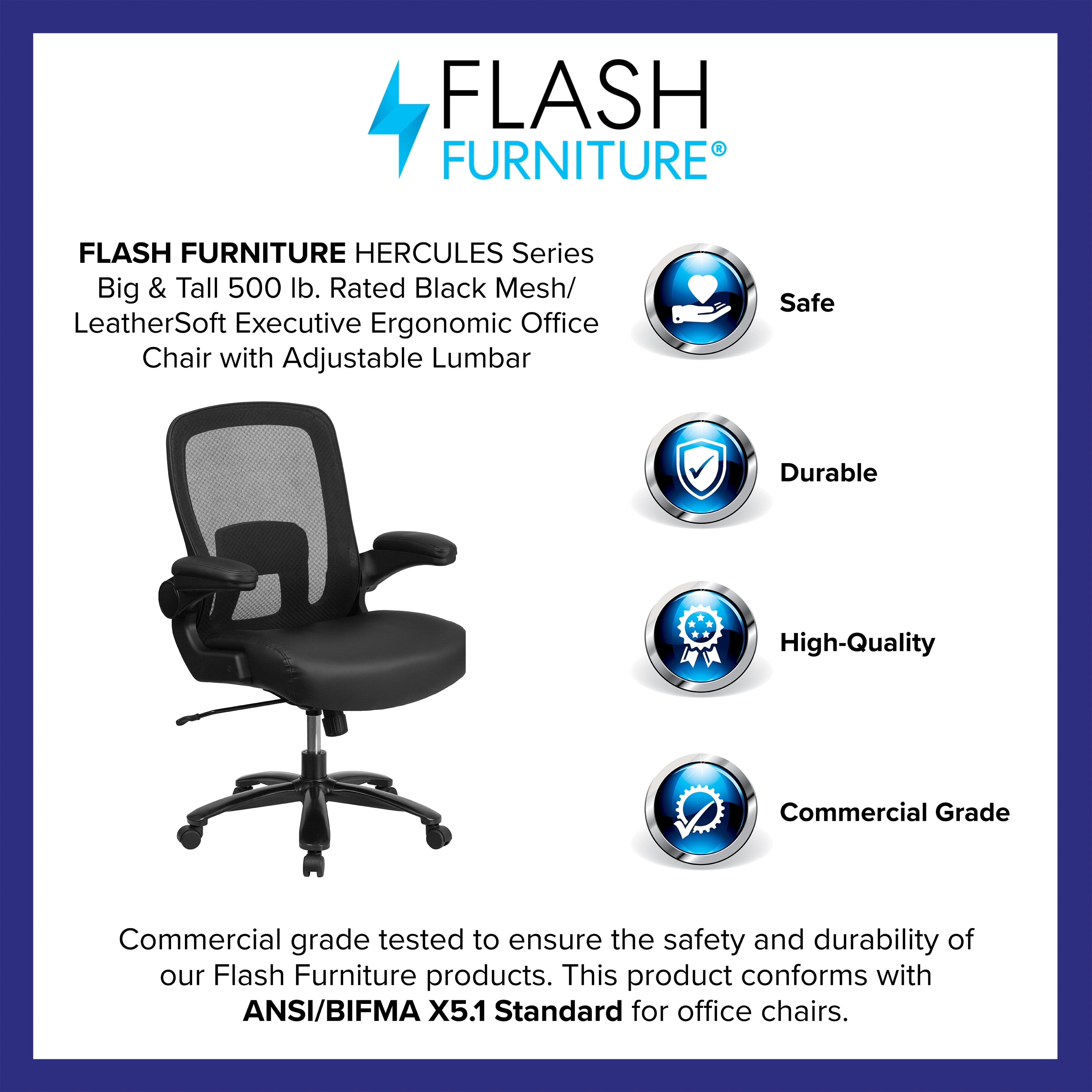 EMMA + OLIVER High Back 360 Degree Swivel and Lumbar Support