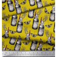thumbnail image 3 of Soimoi Yellow Modal Satin Fabric Insect,Lavender & Vintage Bottle Print Fabric by Yard 42 Inch Wide, 3 of 3