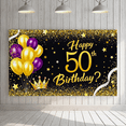thumbnail image 5 of Glamorous 50th Birthday Banner with Gold Purple Balloons Crowns Background Party Decoration Photography Prop for Birthday Parties Celebrations Events Festivities, 5 of 7