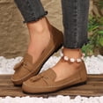 thumbnail image 2 of Pandaie Loafers for Women Comfortable Suede Tassel Walking Slip on Flats Shoes Lightweight Business Casual Work Penny Loafer Brown Size 6.5, 2 of 9