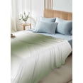 thumbnail image 4 of Green White Ombre King Size Flat Sheet, Wrinkleproof & Fadeproof Cooling Flat Bed Sheet Only, Country Pastoral Gradient Minimalist Breathable Soft Bedding Top Sheets 105 x 98 Inches, 4 of 8