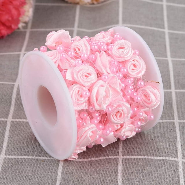 Exquisita cadena de perlas de imitación ABS rosa para decoración de guirnaldas de bodas, cuentas de cadena de perlas artificiales con una mano de obra exquisita, perfecta para manualidades con