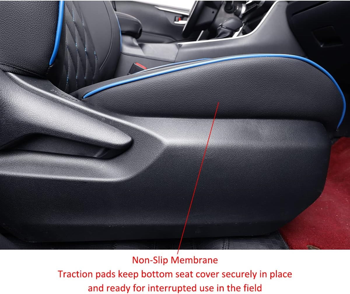 EKR Custom Fit Corolla Car Seat Covers for Toyota Corolla L LE 2020 2021 2022 Full Set Leather Auto Seat Covers(Black with Blue Trim)