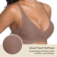 thumbnail image 5 of Alun Elegant Jacquard Bras for Women No Underwire Wave Deep V-Neck Push up Wireless Seamless Bras Full Coverage Lightweight Breathable Bralettes Everyday Wear Brown M, 5 of 5