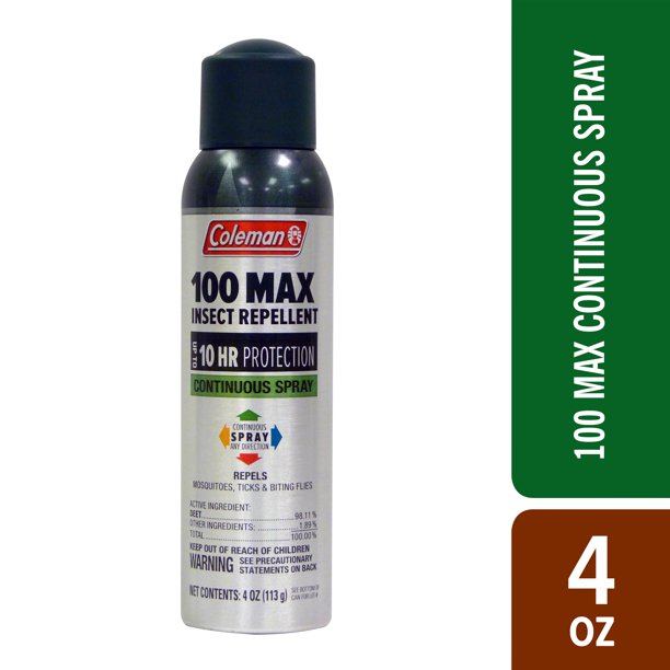 Coleman 100 Max 100 Deet Continuous Spray Insect Repellent 4 Oz Walmart Com Walmart Com Coleman 100 Max 100 Deet Continuous Spray Insect Repellent 4 Oz Walmart Com Walmart Com