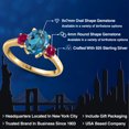 thumbnail image 2 of Gem Stone King 18K Yellow Gold Plated Silver London Blue Topaz and Red Created Ruby Engagement Ring for Women | 2.75 Cttw | Oval 9X7MM | Gemstone November Birthstone | Size 9, 2 of 6