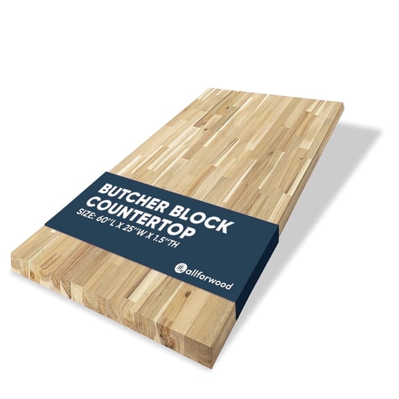 allforwood 72''L x 25''W x 1.5''Th Acacia Butcher Block Countertop, 6ft L x 25" W, 1.5in Thick Unfinished Butcher Block Table Top for DIY Washer Dryer/Kitchen/Workbench