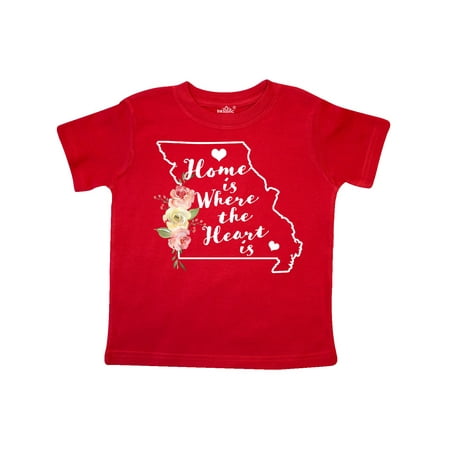 

Inktastic Missouri Home is Where the Heart is with Watercolor Floral Gift Toddler Boy or Toddler Girl T-Shirt