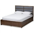 thumbnail image 1 of Baxton Studio Macey Queen Storage Platform Bed in Grey and Walnut, 1 of 11