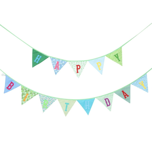 MasteelfCA Children's Birthday Party Decoration 2.4M Printed Cotton Pennant Banner (Green)