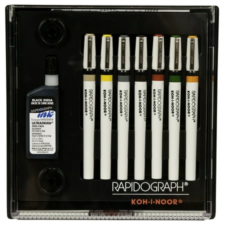 UPC: 0014173276926 | Koh-I-Noor Slim Pack Rapidograph Set  7-Pens