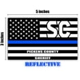 thumbnail image 2 of Reflective Pickens County South Carolina SC Thin Blue Line Stealthy Old Glory USA Flag | Honoring Law Enforcement Officers Sheriffs | County State Decal Bumper Sticker 3M Vinyl 3" x 5", 2 of 3