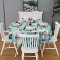 thumbnail image 2 of Blue Christmas Santa and Snowman Pattern Round Tablecloth 60"x60",Wrinkle Wipeable Table Cloth for Kitchen Dining Room Picnic Patio Party, 2 of 6