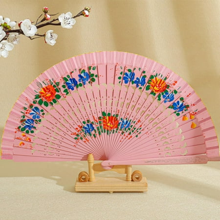 

Double-sided painted pure wood folding fan classical cheongsam dance hollow out folding fan