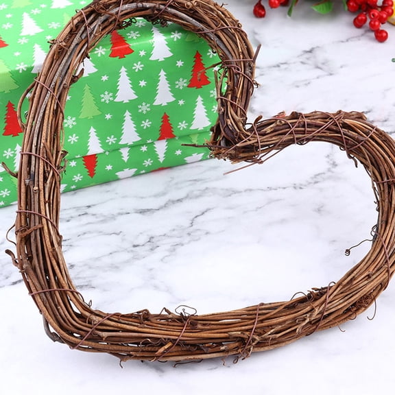 OULII 4Pcs Rattan Frame For Craft Diy Heart Shape Decorative Wreath Wall Hanging Decoration