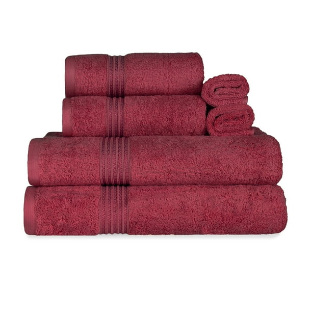 Superior Egyptian Cotton Absorbent 6Piece Burgundy Towel Set
