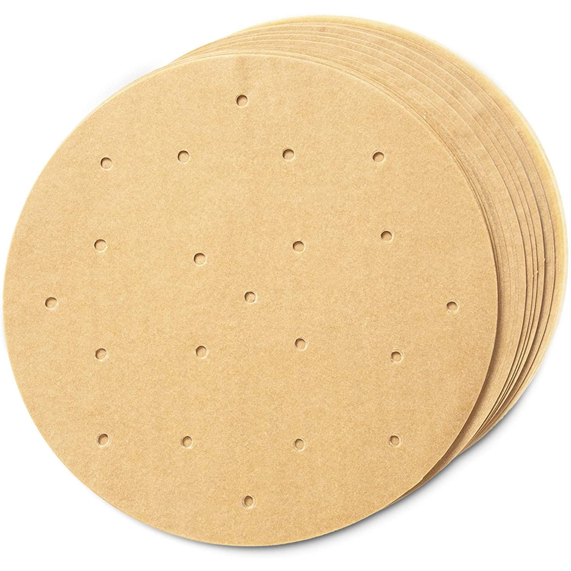 200 Pcs 8" Round Air Fryer Liners, Unbleached Perforated Parchment Paper Sheet, Bamboo Steamer