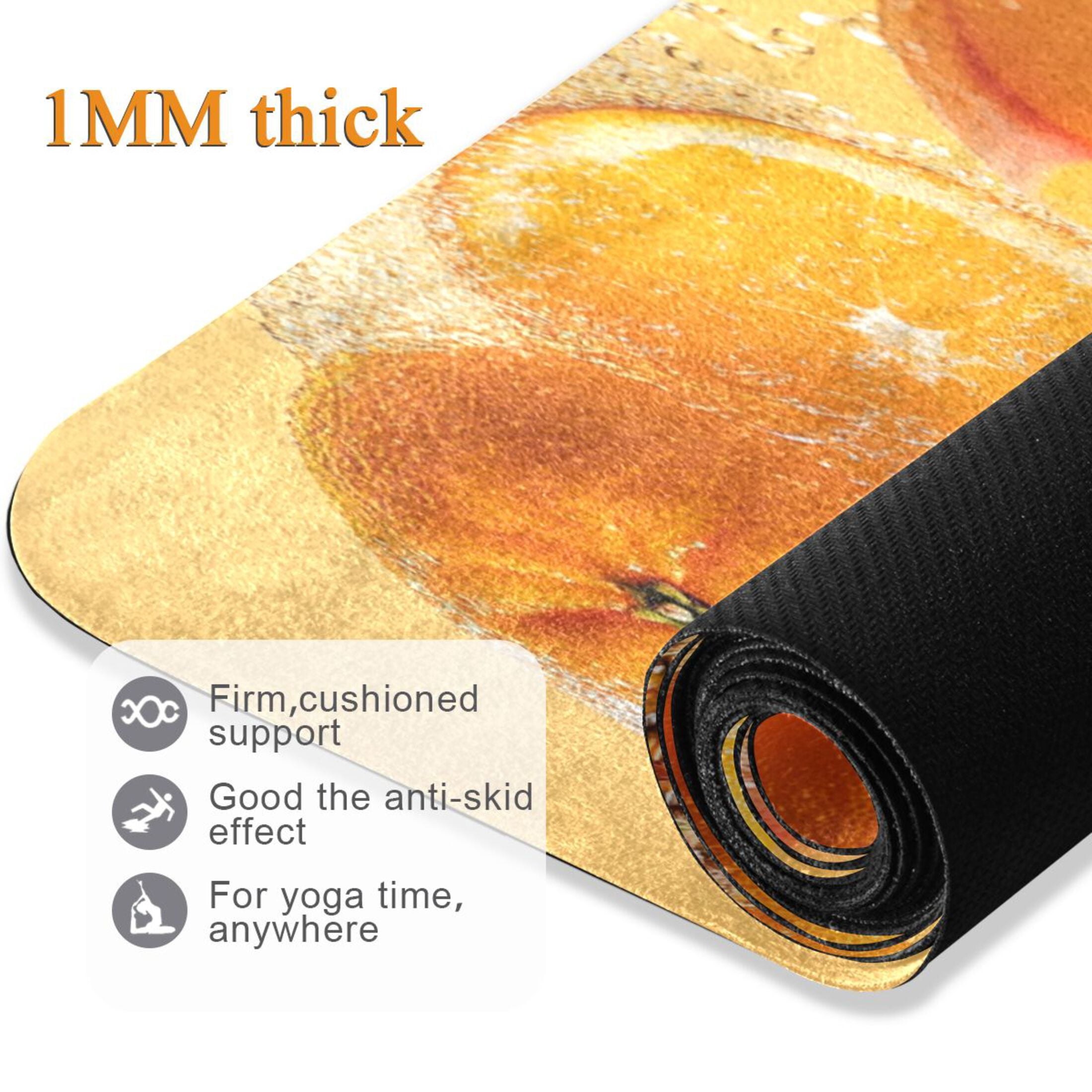 BZSMCE Yoga Mat Women Fruits Splashing in Water Fitness Mat