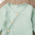 thumbnail image 2 of Qiylii Boys Girls 2Pcs Solid Color Outfits,Long Sleeve V-neck Romper+Long Pants, 2 of 8