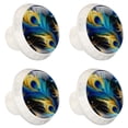 thumbnail image 2 of 4 Pcs Round White Knobs for Kitchen Cabinet Cupboard Dresser Bookcase Peacock Feather Drawer Pulls Handles Home Decor, 2 of 8