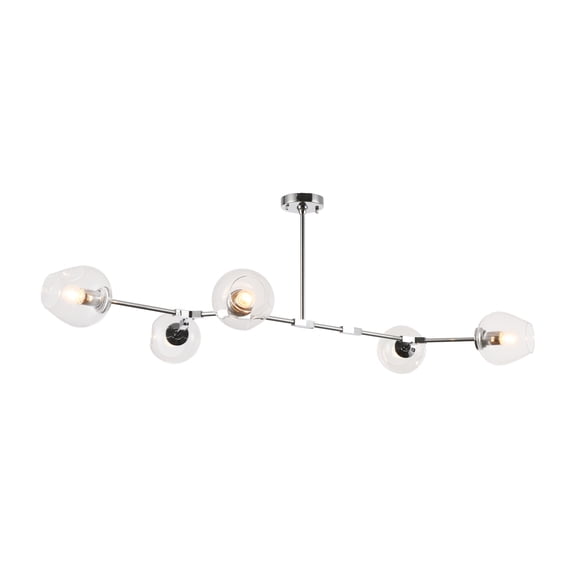 Chrome Frame With Clear Dented Glass Shade Ceiling Fixture
