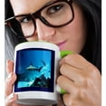 thumbnail image 2 of 3drose, Shark N Fish Undersea, 11oz Two-tone Green Mug, 2 of 6