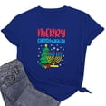 thumbnail image 6 of Penkiiy Happy Hanukkah Shirt Women Chrismukkah Shirt Cat Candle Shirt Love and Light T-Shirt Festival Short Sleeve Tops Dark Blue, 6 of 8