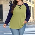 thumbnail image 2 of Nfurl Raglan Shirts for Women Color Block Long Sleeve Ladies Tops Crewneck Blouses Plus Size Clothes Green,Sizes S-5X, 2 of 7