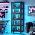 thumbnail image 2 of Foreate 67" 5-Tier Metal Display Cabinet, w/ 3 Side Tempered Glass & RGB LED Light, Heavy Duty Curio Cabinet Shelving Unit Cases for Collectibles Storage Rack, 2 of 9