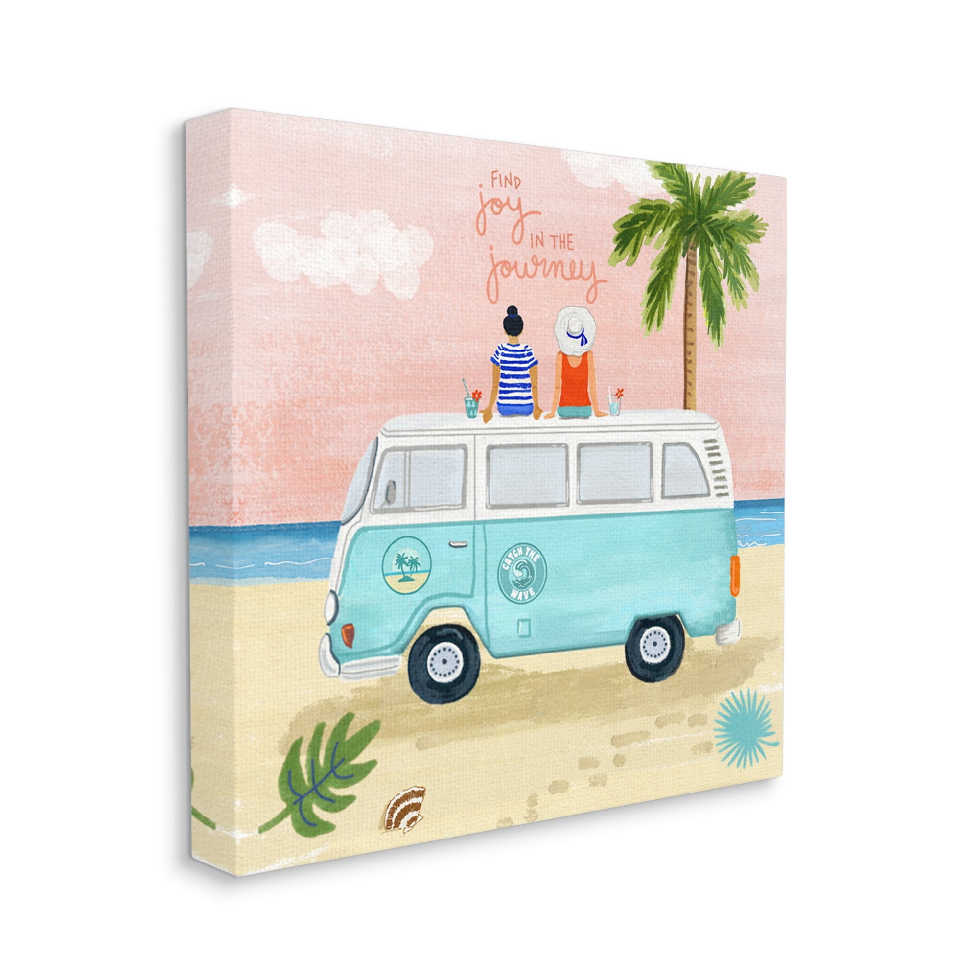 Stupell Industries Joy in the Journey Tropical Adventure Beach Traveling Graphic Art Gallery Wrapped Canvas Print Wall Art, Design by Sharon Lee