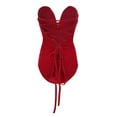 thumbnail image 3 of Qiylii Women Tube Top Bodysuit Bandage Cross Back Velvet Bodycon Tops, 3 of 3